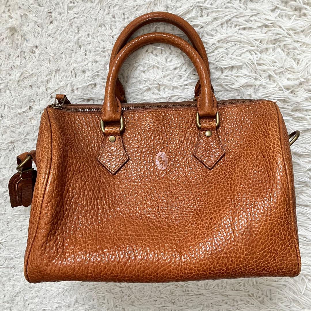 《美品人気早い者勝ち》ラルフローレンralph laurenミニボストンシボ革