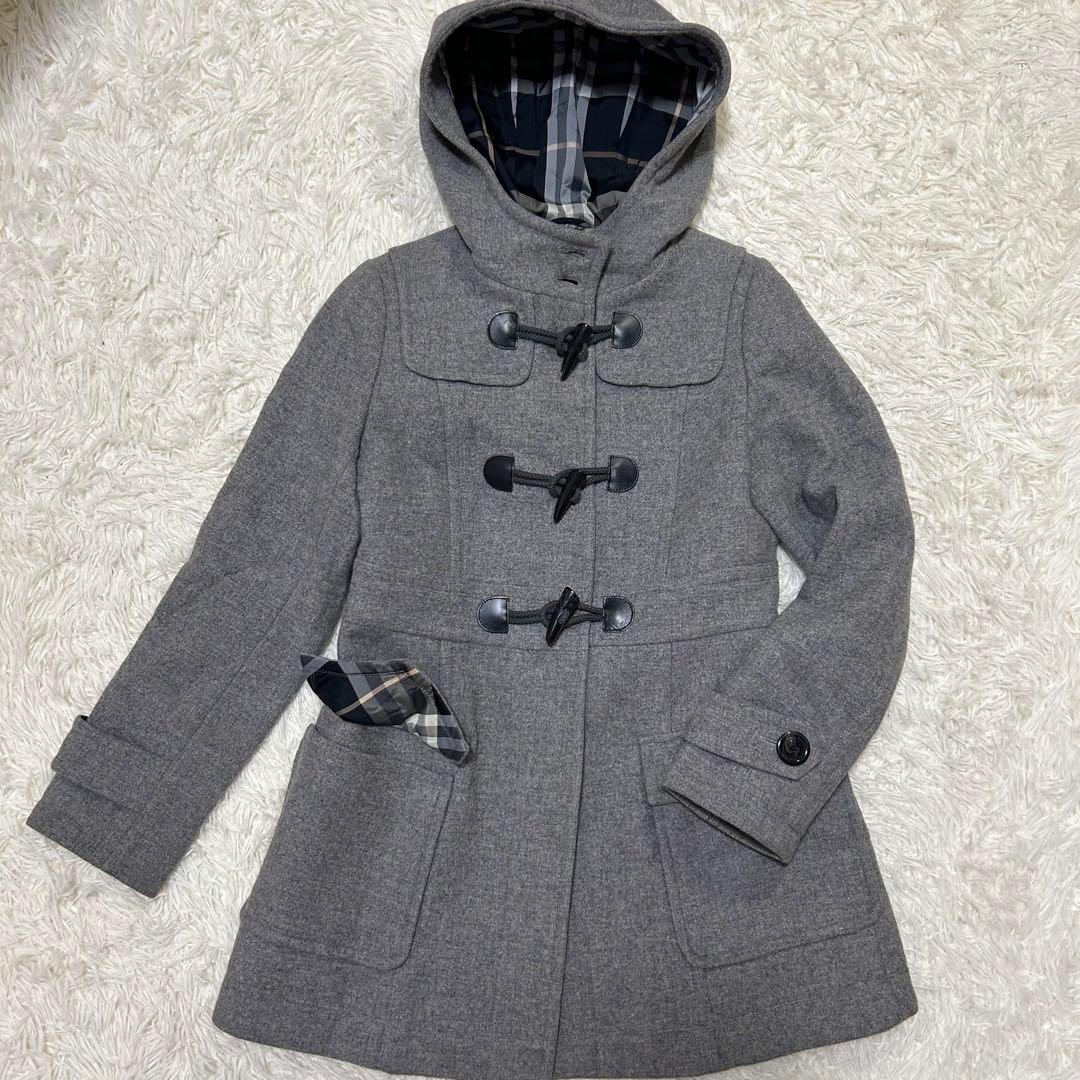 アンゴラ✨BURBERRYBLUE LABELバーバリー ダッフルコートグレーL