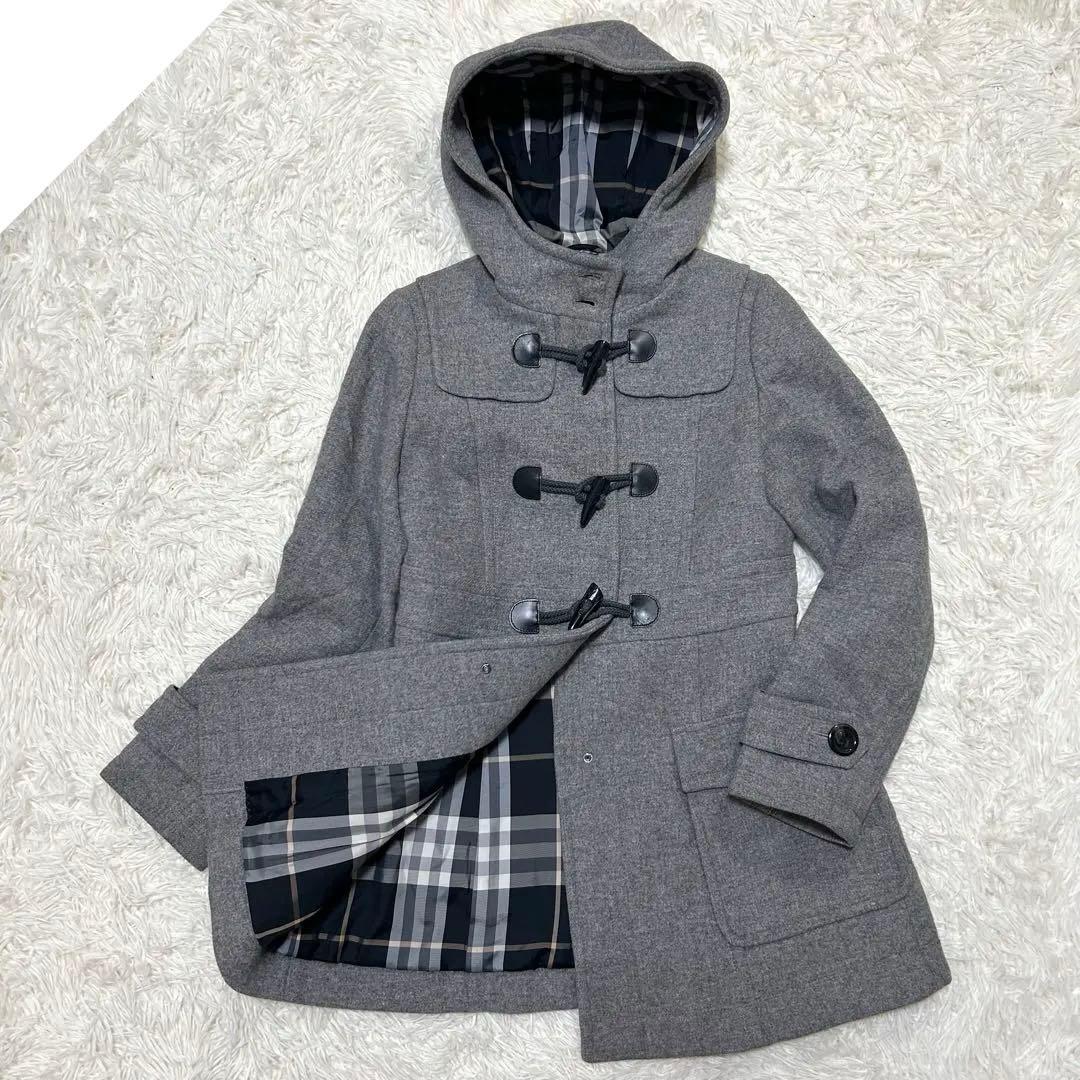 アンゴラ✨BURBERRYBLUE LABELバーバリー ダッフルコートグレーL