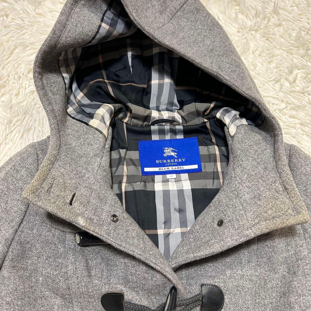 アンゴラ✨BURBERRYBLUE LABELバーバリー ダッフルコートグレーL
