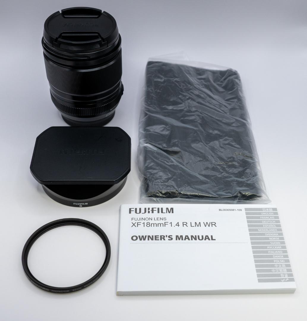【美品】富士フイルム XF18mm F1.4 R LM WR 角形フード付