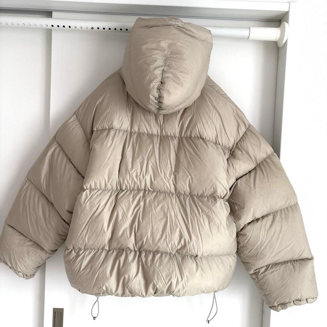 Gymplex ベージュ ダウンベスト フード付き