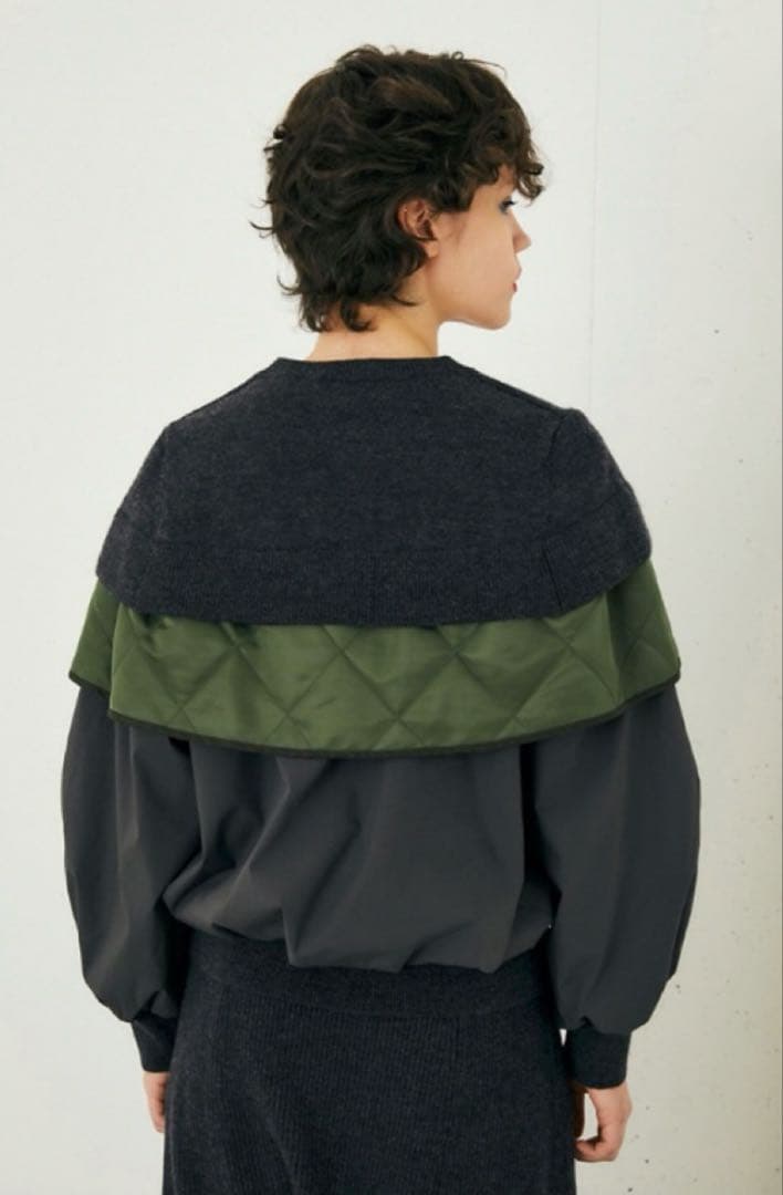 ENFOLD コンビネーションプルオーバー カーキ キルティング