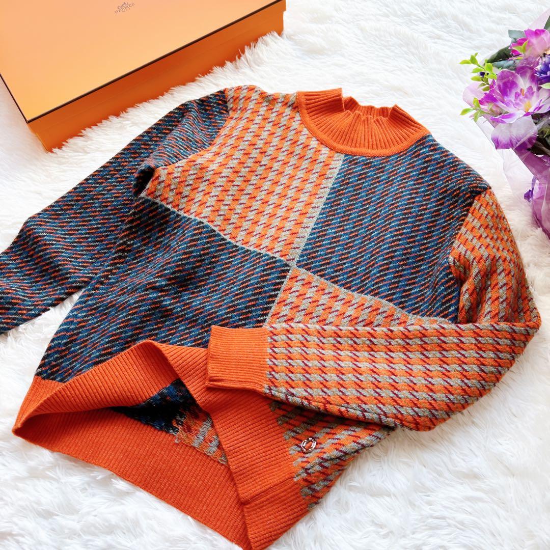 極美品　HERMÈSエルメス ハウンドトゥース カシミヤ トップス　セーター