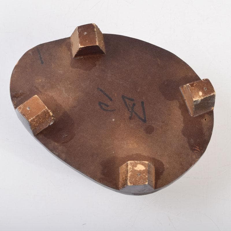 中国　玉石鶏血石彫刻　神獣　置物　唐木台付　C　9211