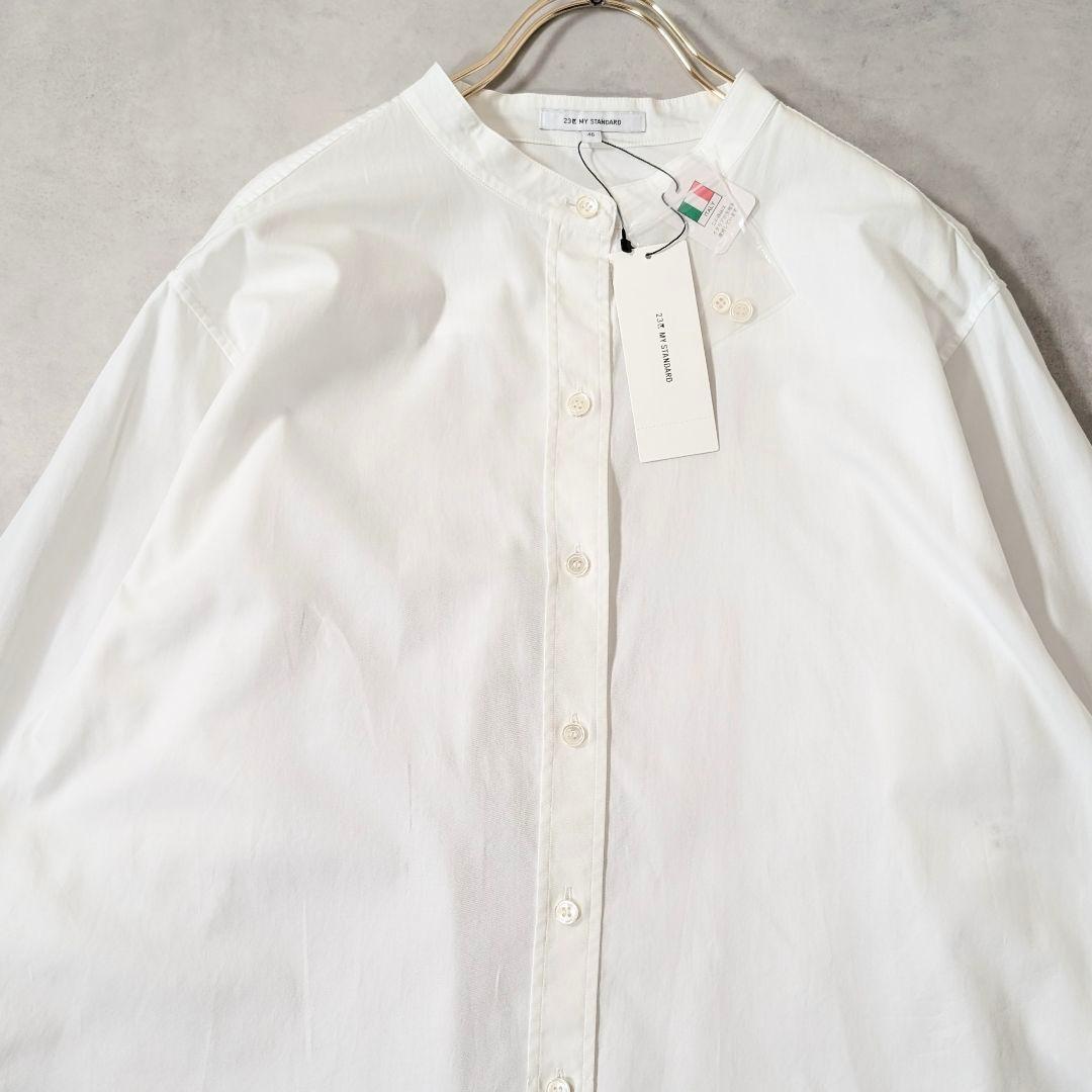 未使用★23区 サイズ46 バンドカラーシャツ カンクリーニ ホワイト