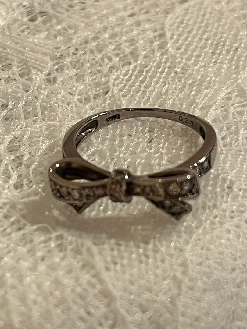 k18 wg リボン ダイヤ リング ホワイトゴールド 8号