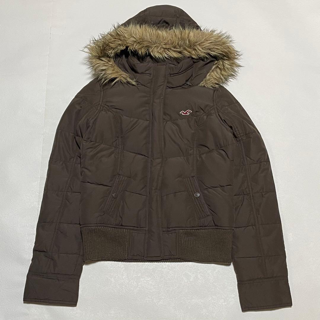 HOLLISTER ダウンジャケット 短丈 フード ファー y2k USA企画