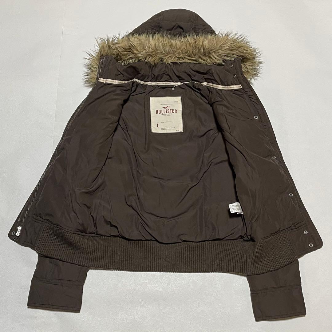 HOLLISTER ダウンジャケット 短丈 フード ファー y2k USA企画