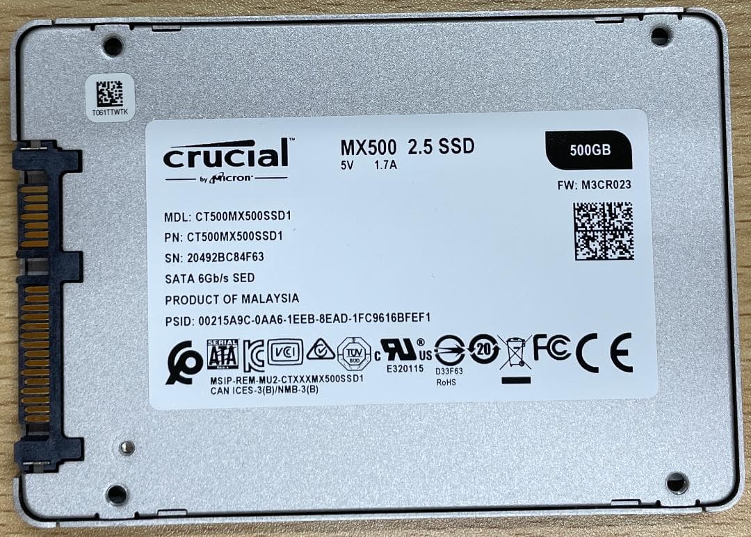 crucial SSD SATA MX500 500GB 2.5インチ　50個