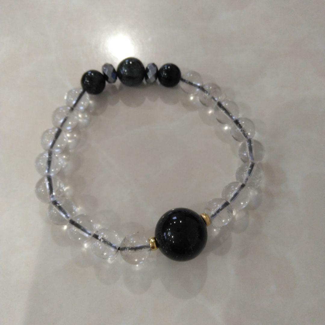 証明書　山梨黒平水晶　8mm　ブレスレット　数珠