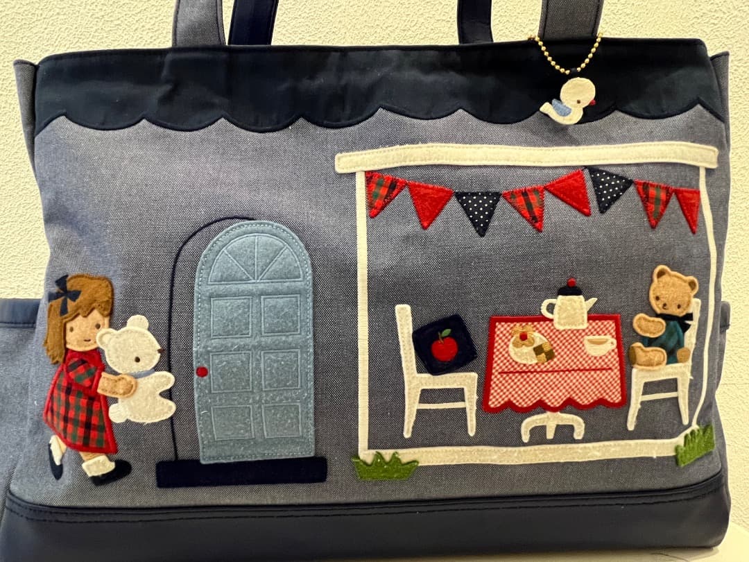 ［美品 ］familiar ファミリア デニム マザーズバッグ