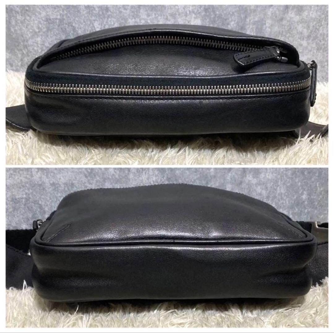 【極美品】COACH コーチ ボディバッグ レザー 本革 ブラック ショルダー