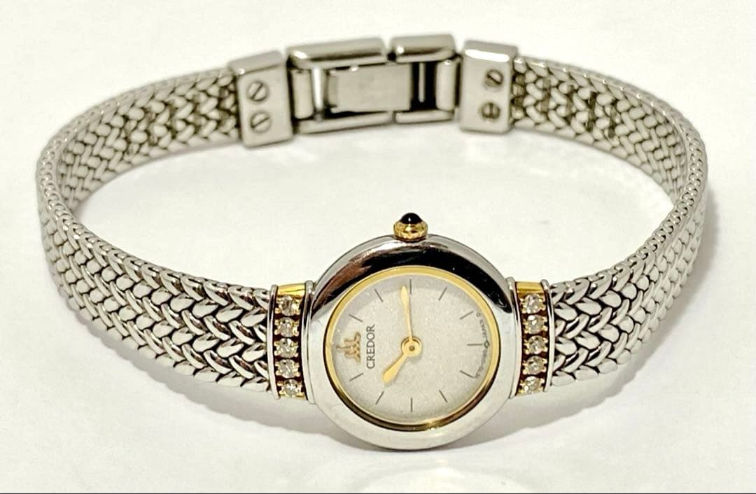 SEIKO CREDOR 1E70-0100 SS+18KT ダイヤ 腕時計