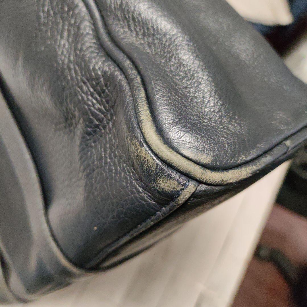 フェリージ Felisi 総レザーブリーフ バッグ ネイビー 美品 1730