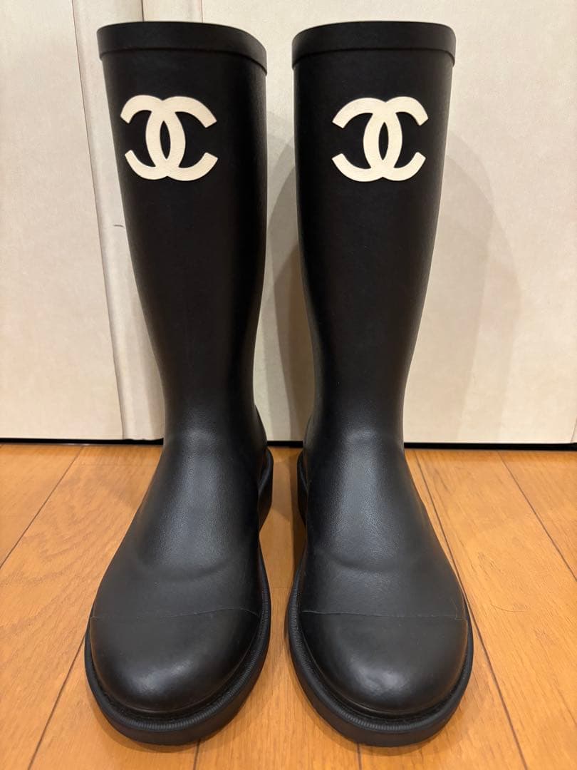 CHANEL シャネル　ラバーロング レインブーツ ハイブーツ36 試着のみ