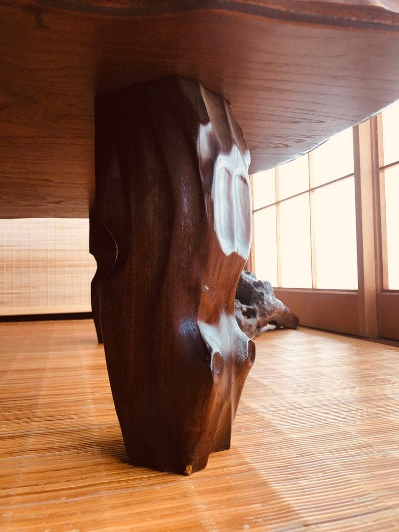 天然木 《 雰囲気がある耳付き 座卓 》