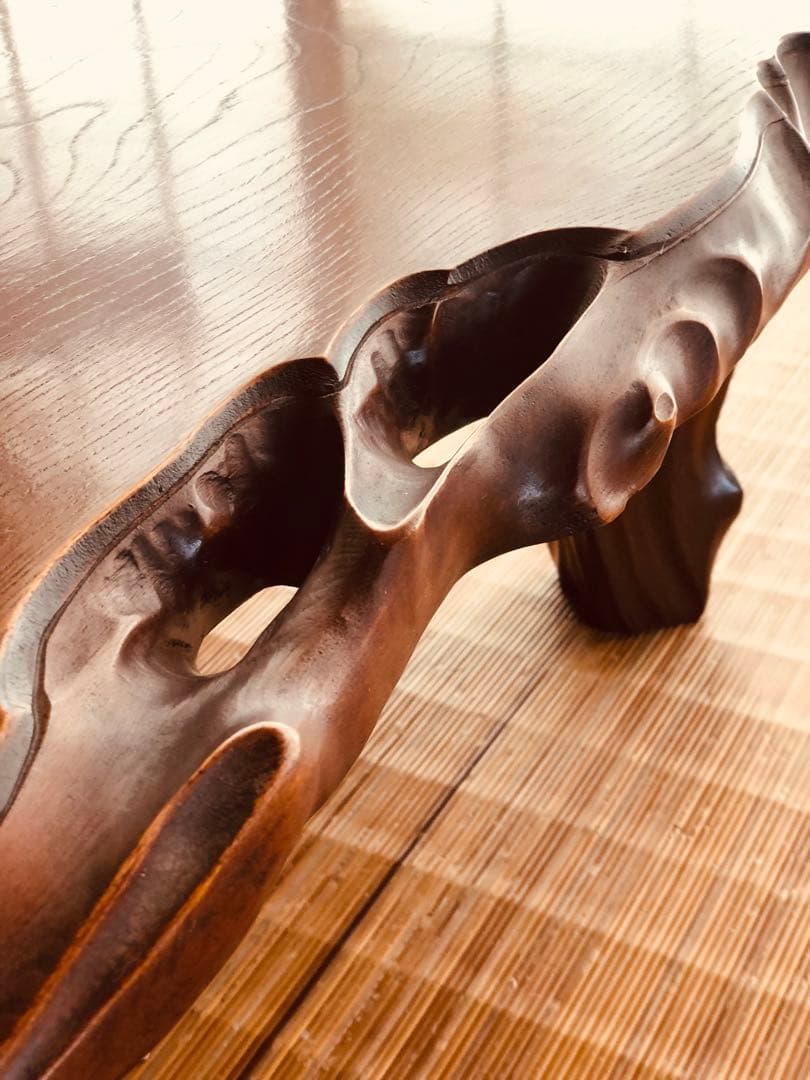 天然木 《 雰囲気がある耳付き 座卓 》