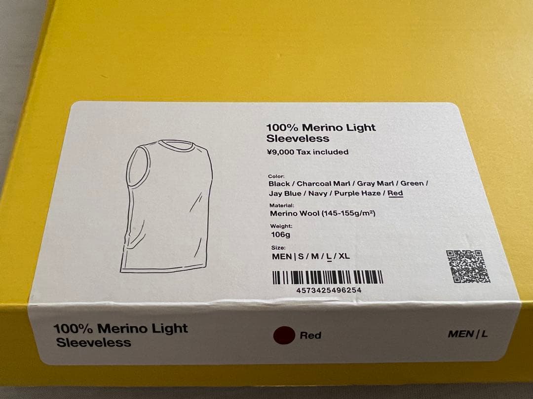 山と道　100% Merino Light Sleeveless Red L
