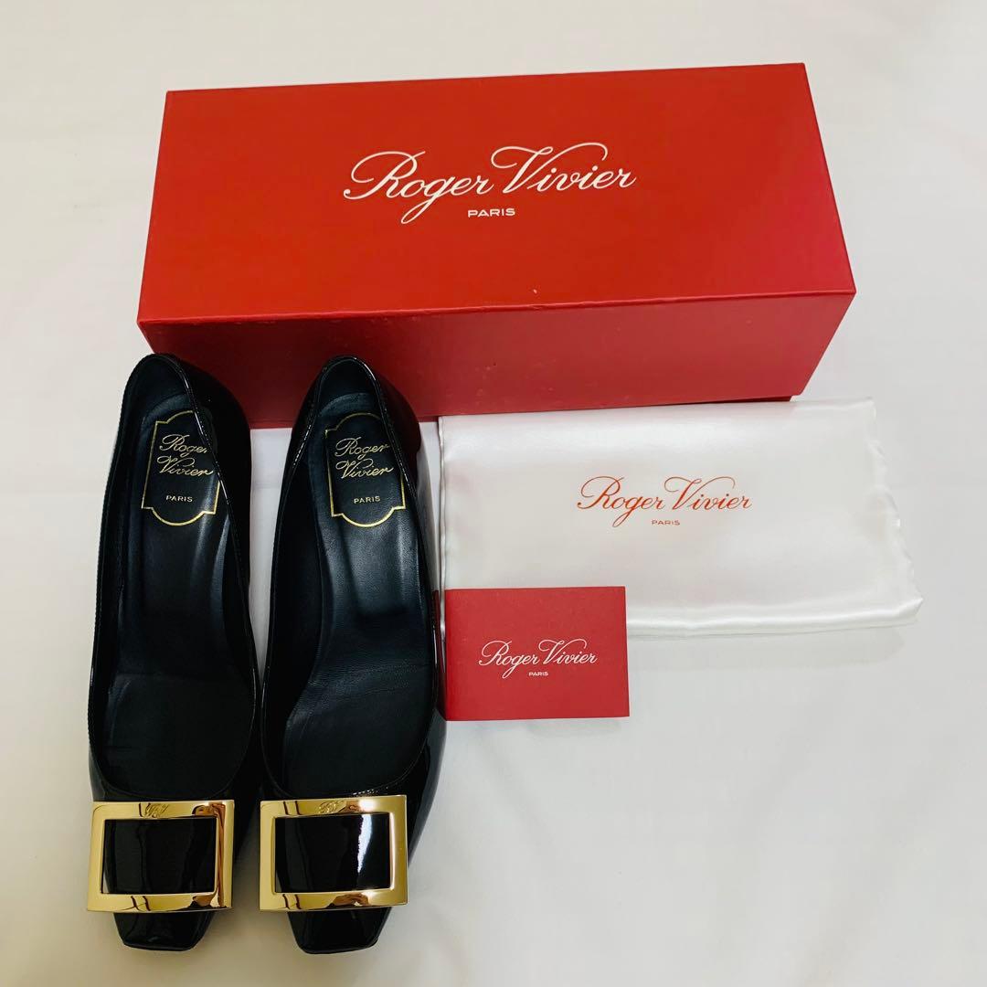 【美品】Roger Vivier ブラック エナメル　ハイヒール24cm