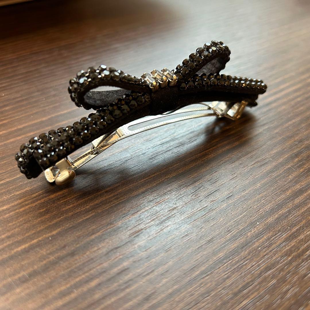 コンプレックスビズ☆ クリスタルメッシュバゲット スリムバレッタ(ブラック)