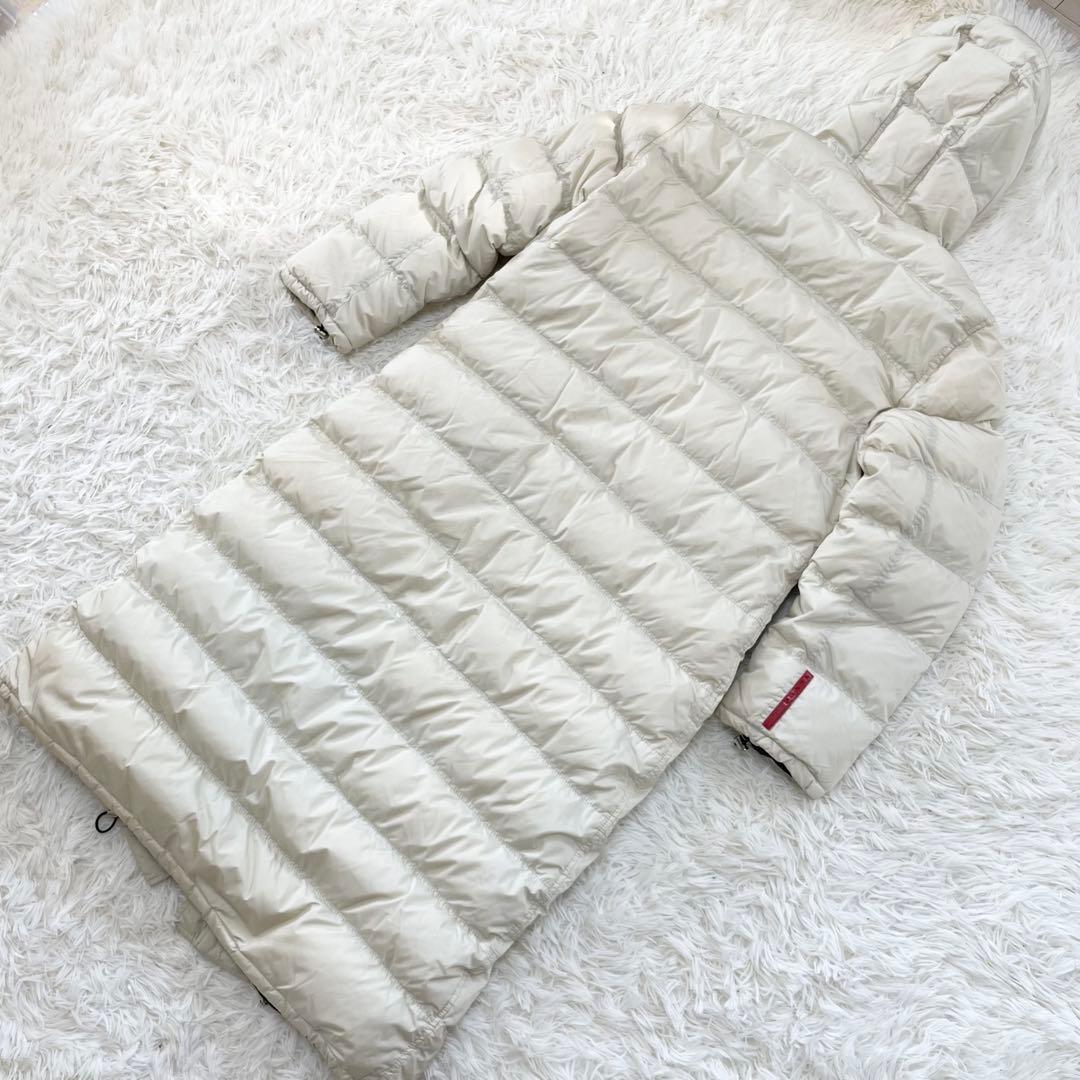 【luce希少】PRADA プラダ ロングダウンコート 赤ロゴ