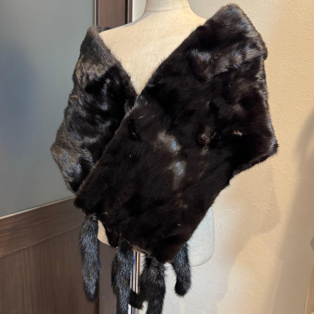 超美品 ショール　SAGA MINK ミンク　リアルファー ストール　黒　far