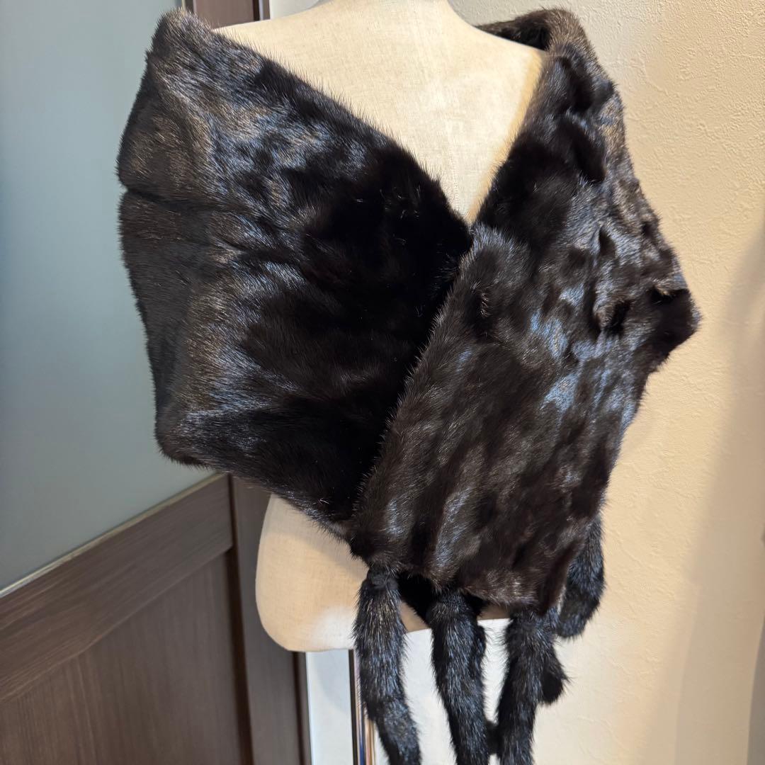 超美品 ショール　SAGA MINK ミンク　リアルファー ストール　黒　far
