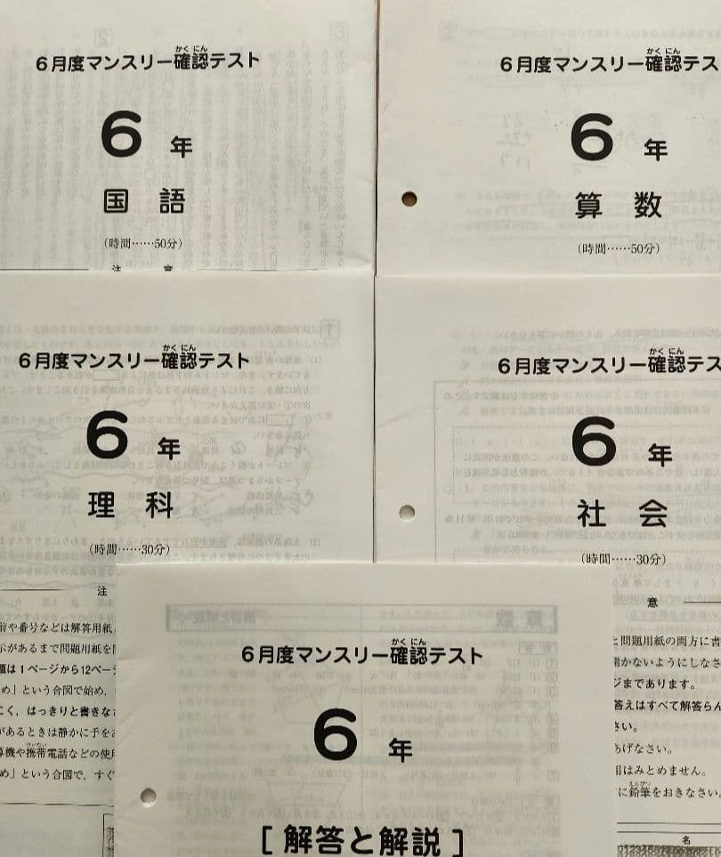 【最新版】2025年度 SAPIX 6年 マンスリー　組分け復習テスト　欠番なし