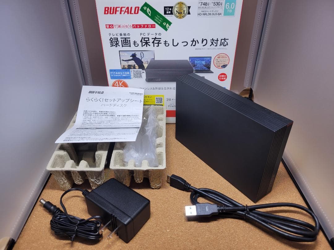 BUFFALO 外付けHDD 6TB HD-NRLD6.0U3-BA 未使用品