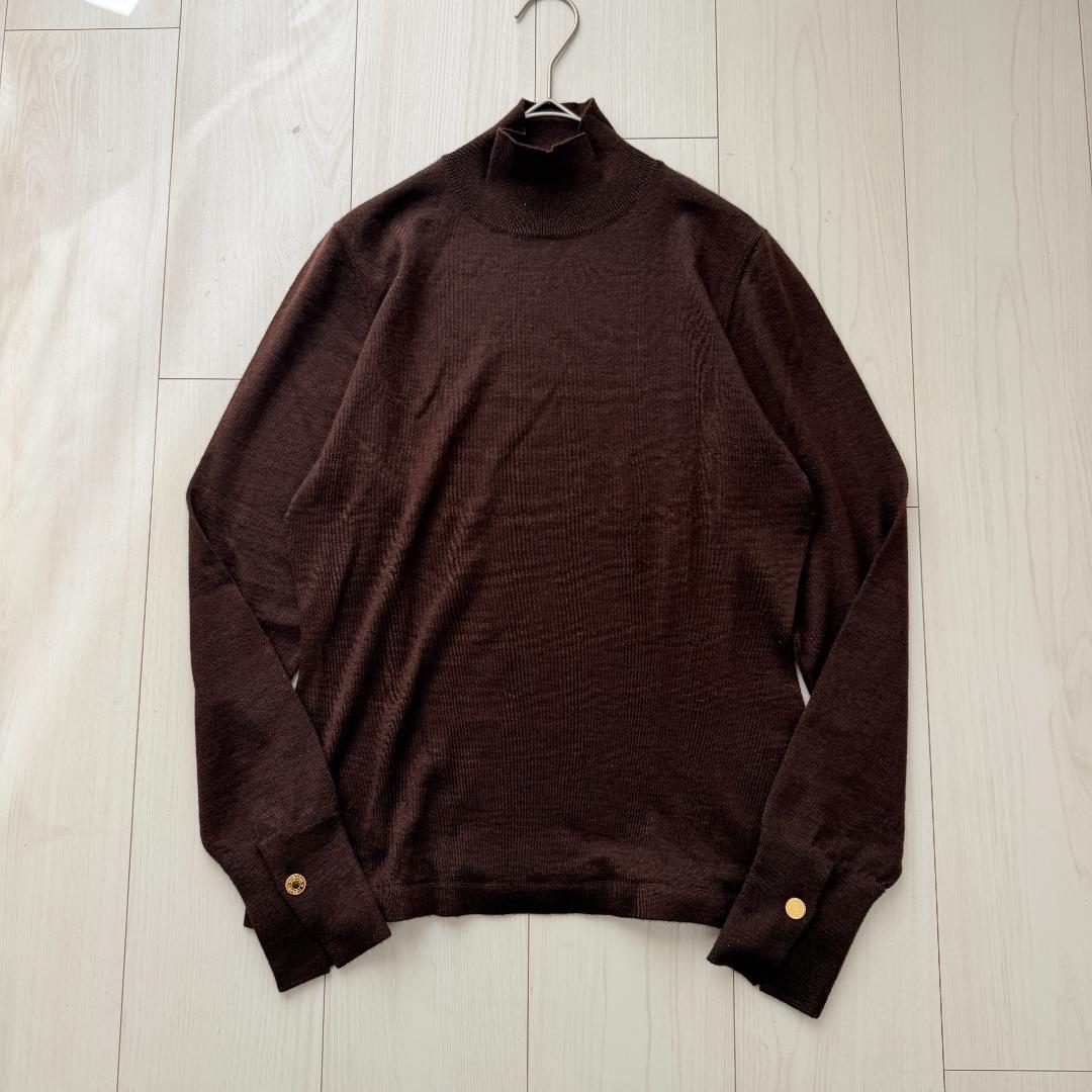 美品・希少✨エルメス 金ボタン　カシミヤ　モックネックニットセーター　シルク