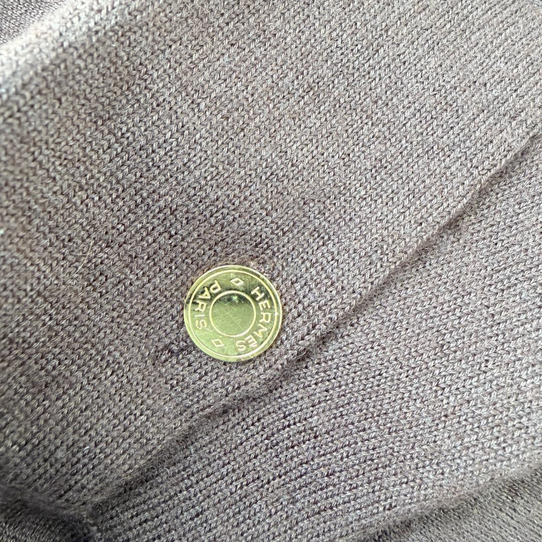 美品・希少✨エルメス 金ボタン　カシミヤ　モックネックニットセーター　シルク