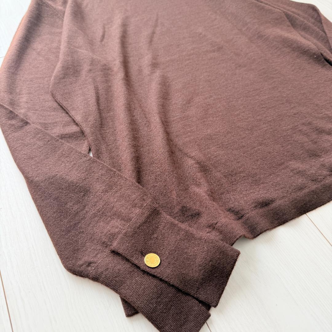 美品・希少✨エルメス 金ボタン　カシミヤ　モックネックニットセーター　シルク