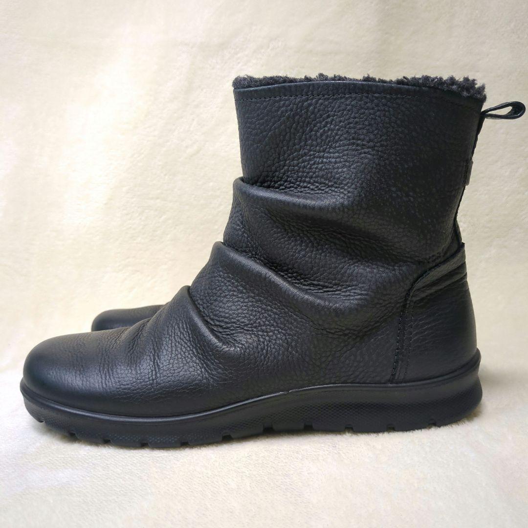 エコー【美品】BABETT BOOT　撥水　レザー　サイドジップ　フラットブーツ