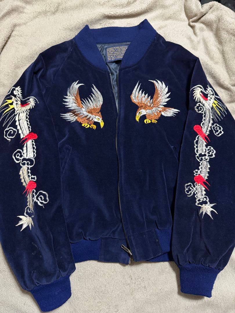 別珍 Vintage 90s 日本限定 スカジャン 鷹 龍 unisex YKK