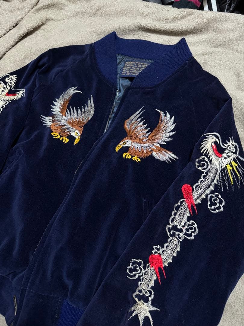別珍 Vintage 90s 日本限定 スカジャン 鷹 龍 unisex YKK