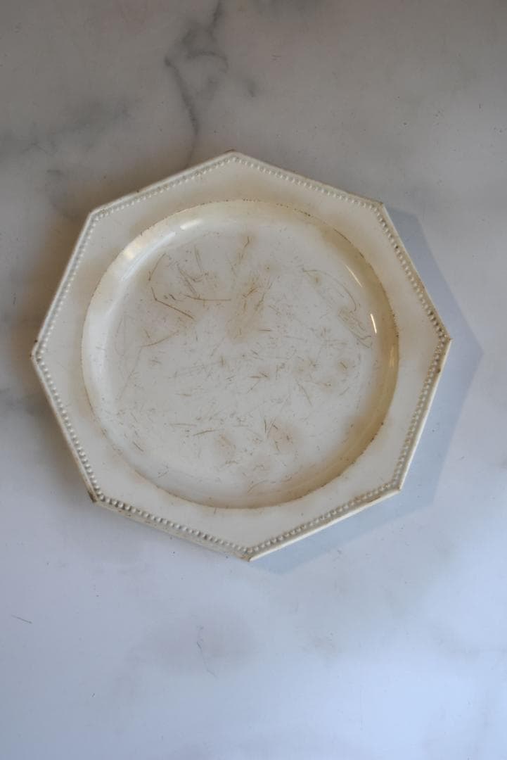 専用　初期モントロー　ファイアンスフィーヌ　襤褸の美しいオクトゴナル皿
