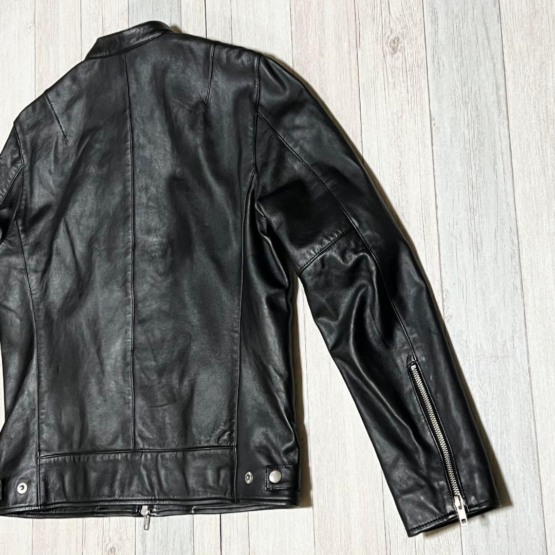 ジャーナルスタンダード　レザージャケット ノーカラー　シングルライダース　羊革