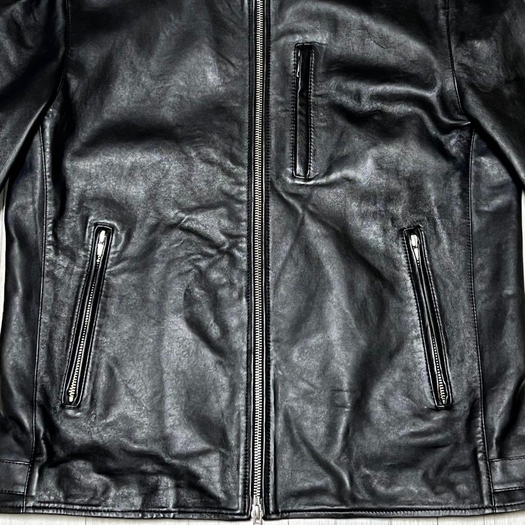 ジャーナルスタンダード　レザージャケット ノーカラー　シングルライダース　羊革