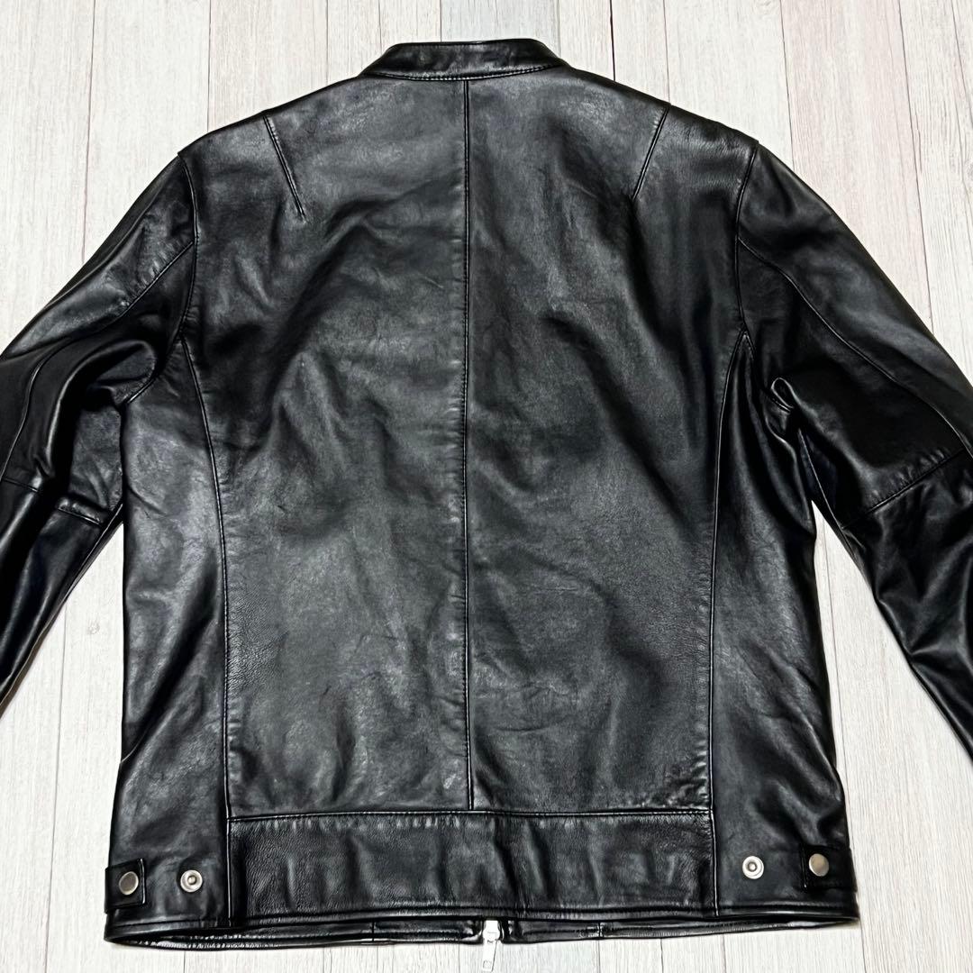 ジャーナルスタンダード　レザージャケット ノーカラー　シングルライダース　羊革
