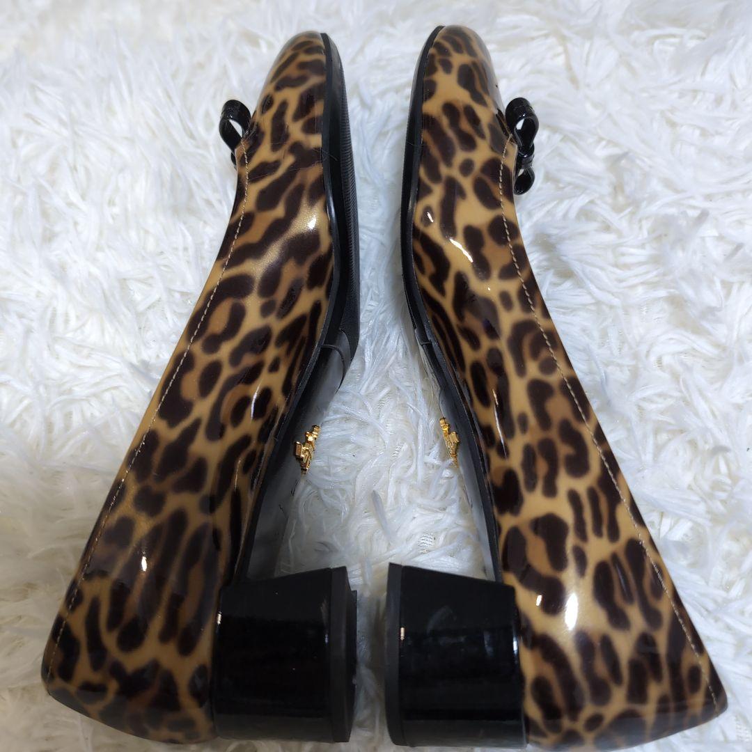 ☘*有様 美品 PRADA レオパード柄/ヒョウ柄 エナメル リボンパンプス 2