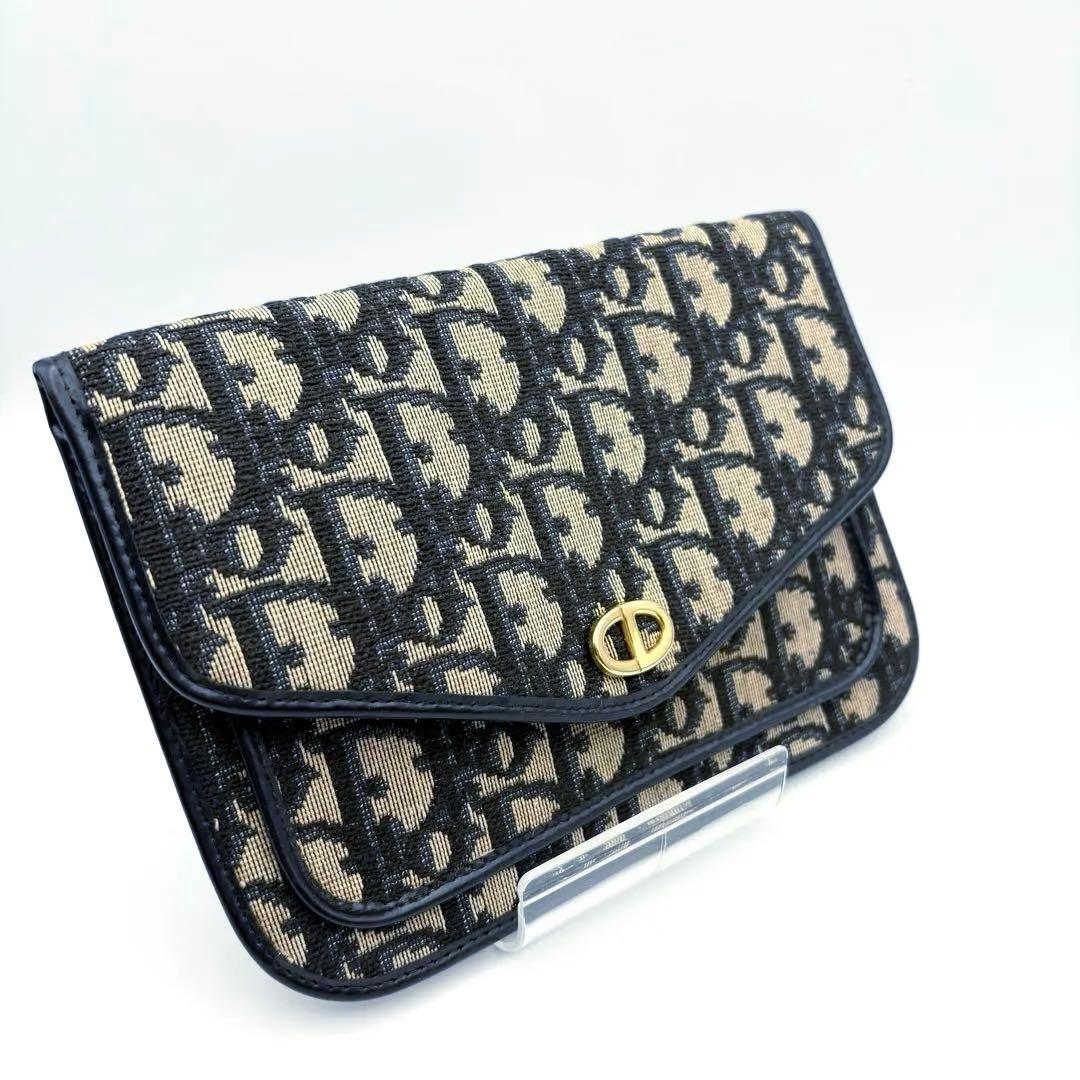 【希少】ディオール オールドトロッター柄 クラッチポーチ ヴィンテージ ネイビー