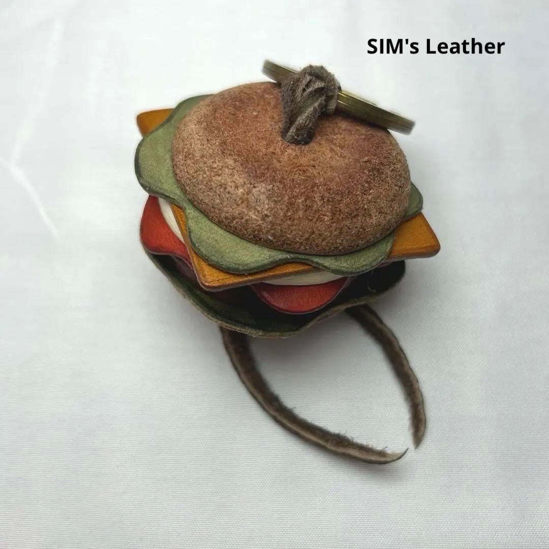 SIM's Leather works ハンバーガー キーホルダー レザー