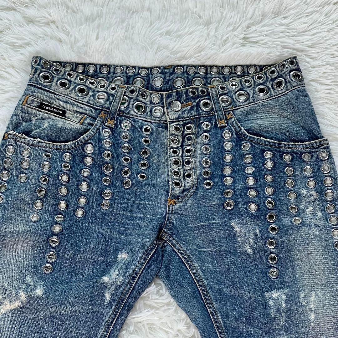 【名作】ドルチェアンドガッバーナ2006SSハトメスタッズ クラッシュデニム46