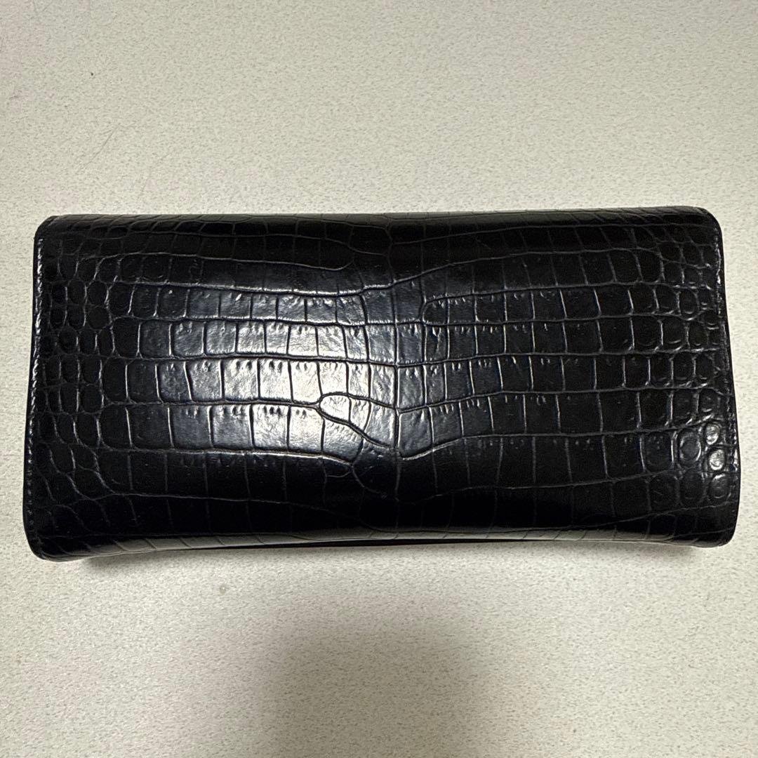 美品 サンローラン 長財布 カサンドラロゴクロコ フラップレザーブラック