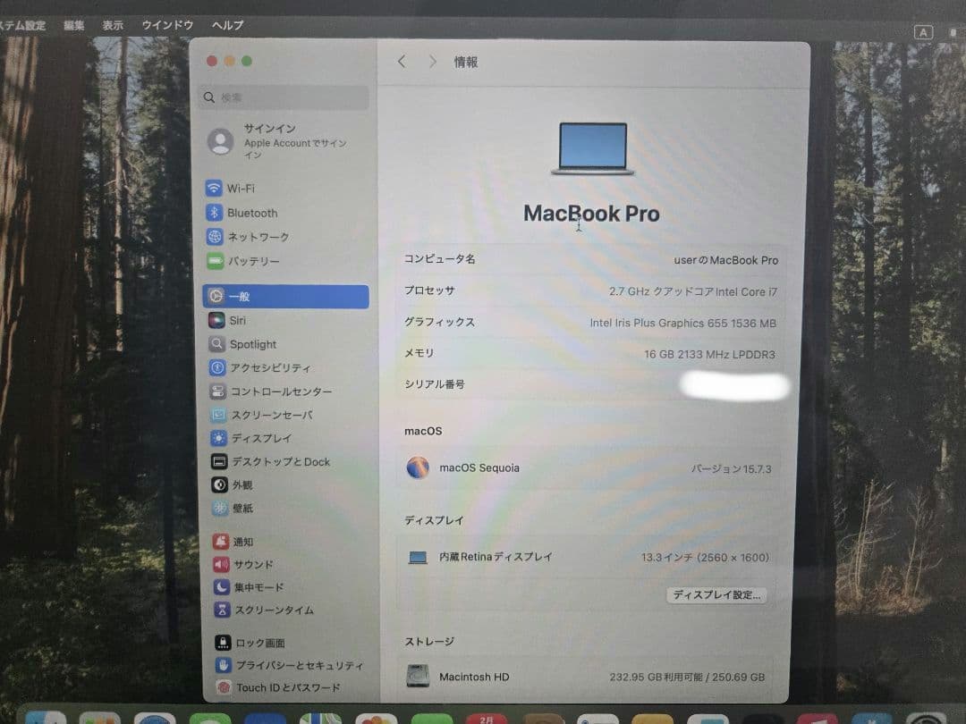 MacBook Pro 13㌅ 2018 i7 US 16GB 256GB 完動