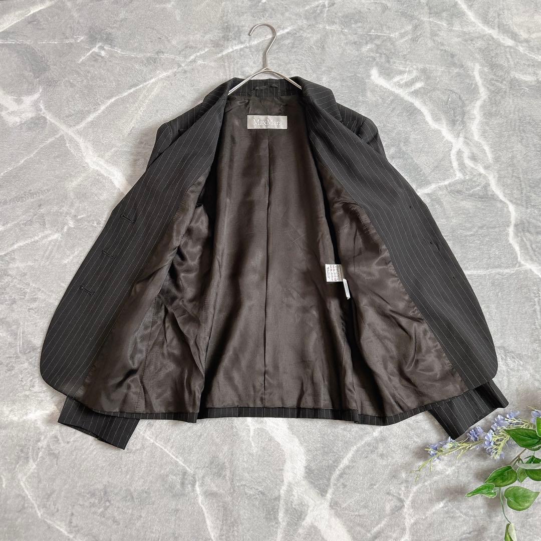 美品⁂マックスマーラ⁂パンツスーツセットアップ　銀タグ　ストライプ　大きいサイズ