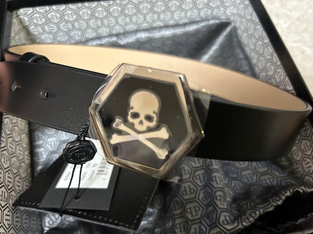 フィリッププレイン　スカル　レザーベルト