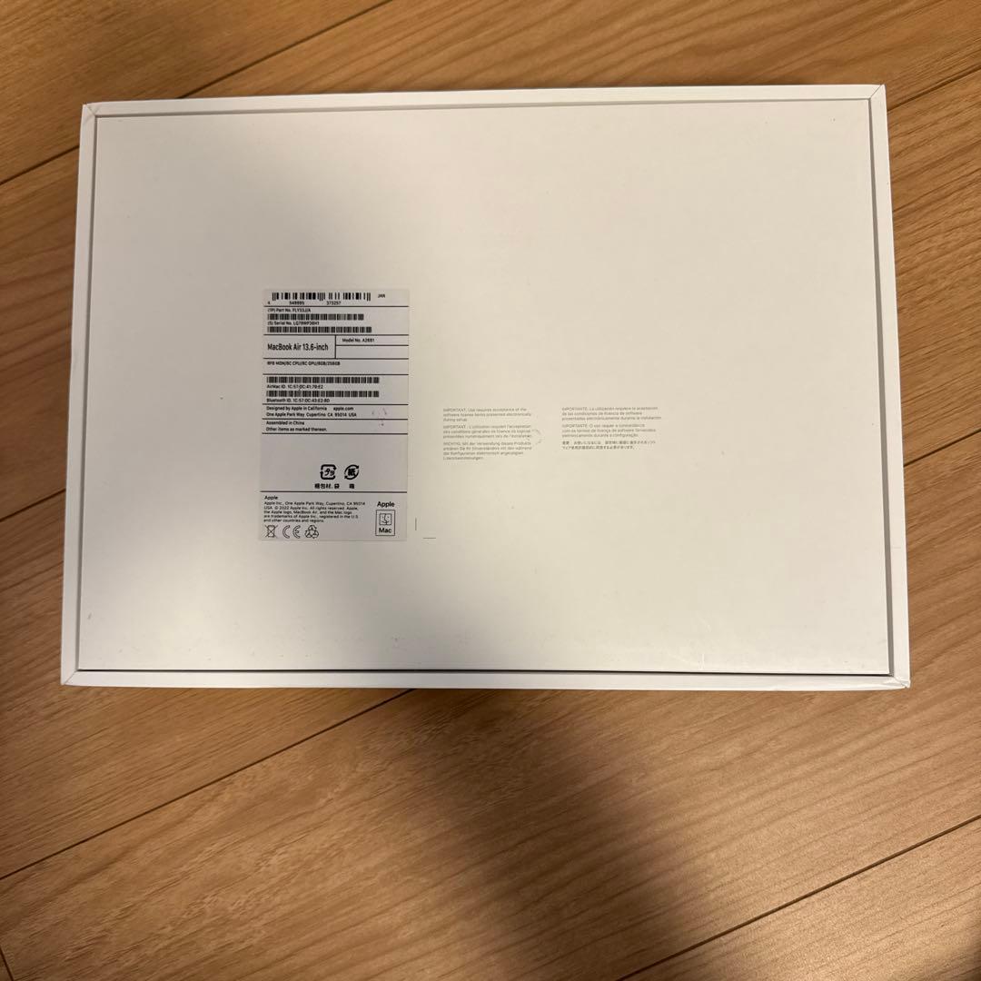 MacBookAir 13.6 M2 2022 256GB スペースグレー
