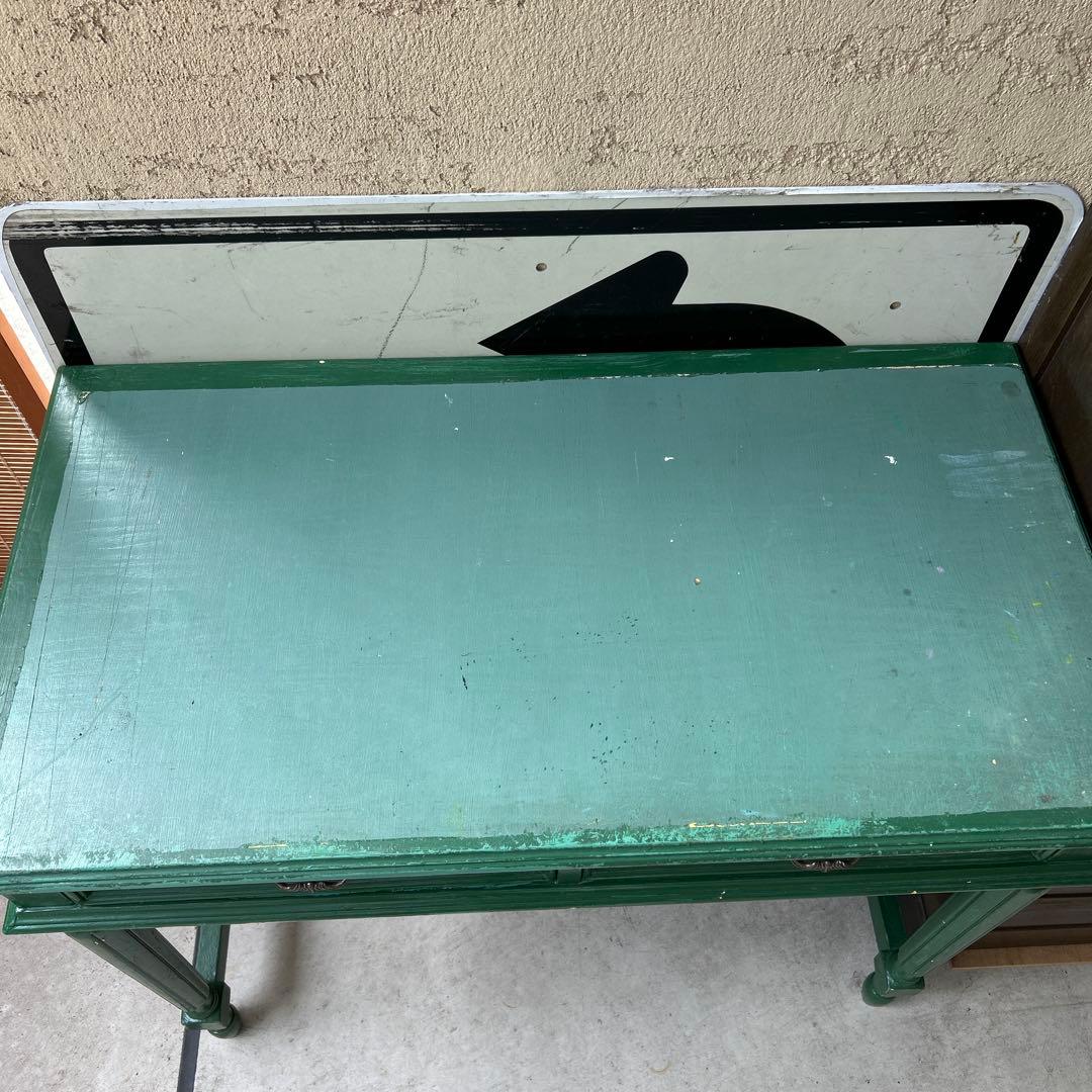 ヴィンテージ アメリカンデスク 机 レトロ 蚤の市 アンティーク 店舗什器 緑